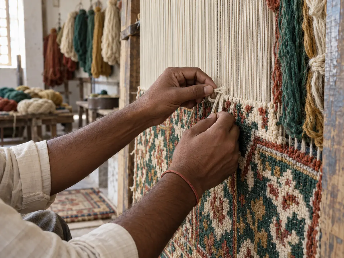 Hand-Knotted rug craftsmanship